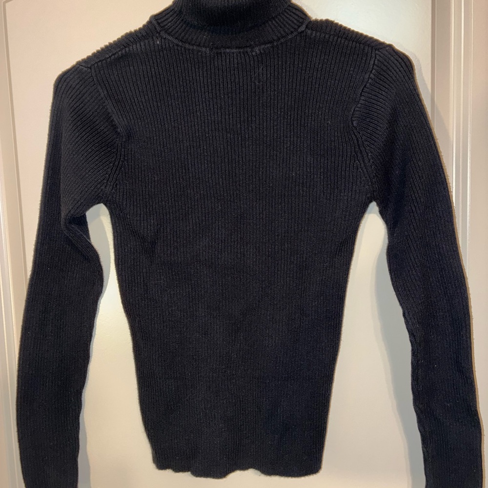 Black Ribbed Turtleneck Sweater